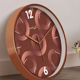RANDOM Brown & White Printed Round Contemporary Analogue Wall Clock-19