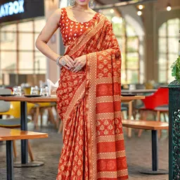 Pandadi Saree Ethnic Motifs Printed Zari Bagru Sarees-picture-9