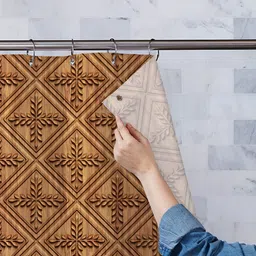 ArtzFolio Brown Printed Waterproof Shower Curtain-image-35