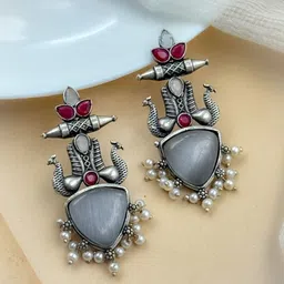 NAMAN ARTS Peacock Shaped Studs Earrings-picture-45