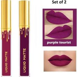 SUNISA Set Of 2 Waterproof Matte Liquid Lipsticks - 5 ml Each - Purple - Magenta-30