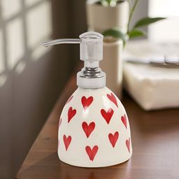 CLIO'S HERITAGE STORE Cream-Coloured & Red Printed Ceramic Soap Dispenser-11