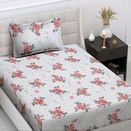 Myntra Elegant Homes White & Brown Printed 300 TC Single Bedsheet Set 2.25 m x 1.50 m-image-34