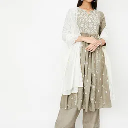 max Women Floral Embroidered Kurta Trousers With Dupatta-58