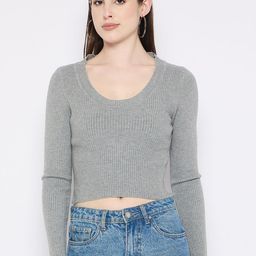 Camey Women Round Neck Woollen Crop Pullover Sweater-image-79