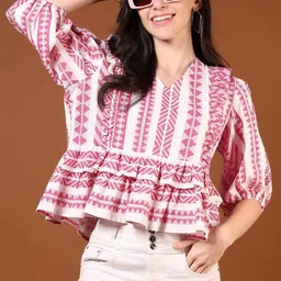 V-Mart Geometric Print Cotton Top-image-37