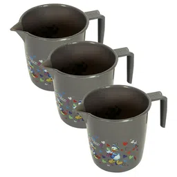 Kuber Industries Grey & Blue 3 piece Floral Plastic Bath Accessories Set-59
