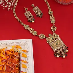 Anouk Gold-Plated Stone Studded & Beaded Jewellery Set-33