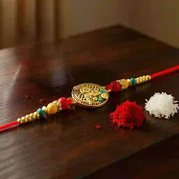 LUCKY JEWELLERY Artificial Beaded Thread Rakhi With Roli Chawal-56