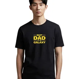 PULP Best Dad In The Galaxy Typography Printed Pure Cotton T-Shirt-image-5