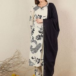 Indo Era Women Floral Printed Cotton Kurta with Trousers & Dupatta-32