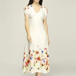 Iti Floral Print Satin Maxi Dress-image-78