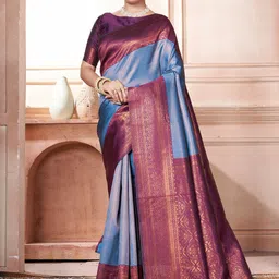 Mitera Woven Design Zari Silk Blend Kanjeevaram Saree-image-31