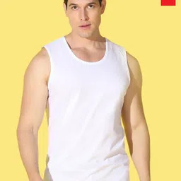 WOOSTRO Pack Of 2 Printed Combed Cotton Gym Vests VWS26(PLAIN WHITE)(ENJOY RED)-image-12
