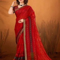 SHOPPKEE Striped Sequinned Poly Chiffon Designer Banarasi Saree-picture-8