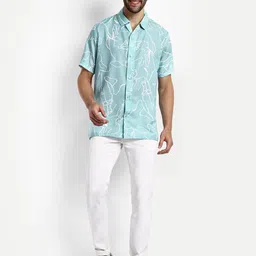 SZN Men Abstract Printed Cuban Collar Casual Shirt-picture-35