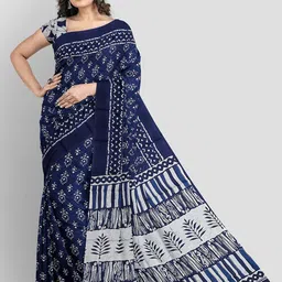 Lovwear Blue Pure Cotton Sarees-picture-41