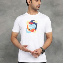 Greenfibre Men Graphic Printed Round Neck Pure Cotton Slim Fit T-shirt-image-85