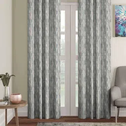 Aura Teal & Brown 2 Pieces Abstract Printed Room Darkening Long Door Curtains-image-23
