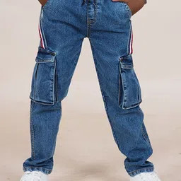 KiddoPanti Boys Jean Straight Fit Low Distress Light Fade Acid Wash Stretchable Jeans-30