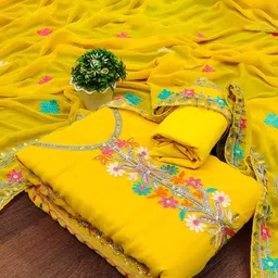 SHADOW & SAINING Embroidered Silk Georgette Unstitched Dress Material-image-41