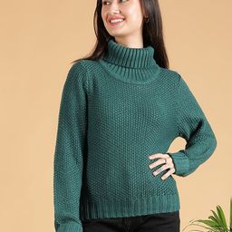 Kotty Women Turtle Neck Ribbed Pullover Sweater-image-36