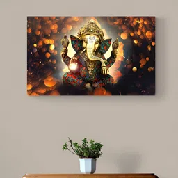 Tushaco Handicrafts Yellow & Black 1 Piece Canvas Religious Wall Paintings-image-57