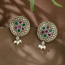 Fabindia Women Contemporary Meenakari Studs Earrings-13