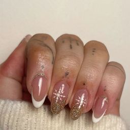 GLOW CUPID Set Of 24 Almond Shape Glossy Finish Reusable Press On Nails - Frosted-Glam-58