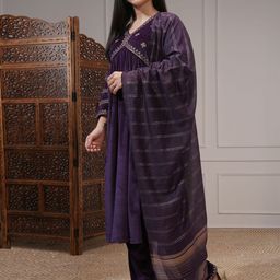 Vishudh Women Ethnic Motifs Yoke Design Regular Sequinned Kurta with Trousers & With Dupatta image 4