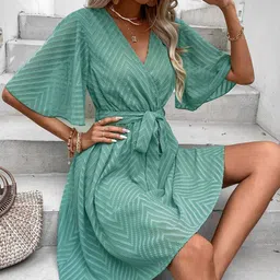 Oh Rare Striped Flared Sleeve Dress-picture-35
