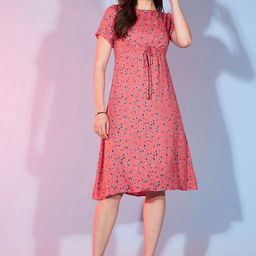 DressBerry Floral Print Fit & Flare Midi Dress-image-96