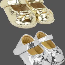 NESKA MODA Set of 2 Pair Synthetic Leather Floral Baby Sandal Booties-image-16