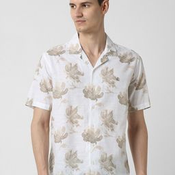 Peter England Casuals Floral Printed Spread Collar Pure Cotton Casual Shirt-image-73