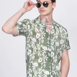 WILNERCROWN Floral Printed Cuban Collar Cotton Casual Shirt-image-79
