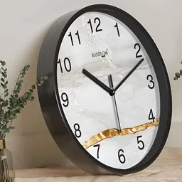 RANDOM Black & Grey Printed Contemporary Analogue Round Wall Clock-2