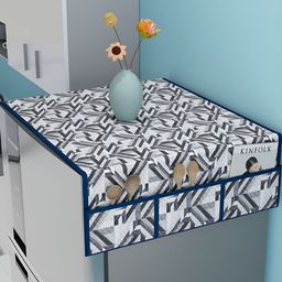 Myntra Elegant Homes Blue & White Printed Fridge Top Cover-58