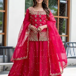 BHARODIYA ENTERPRISES Embroidered Lehenga & Blouse With Dupatta-39