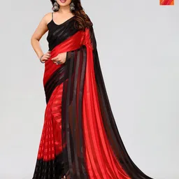Moda Rapido Set of 2 Striped Satin Sarees-image-44