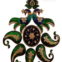 Kala Samarpan Green & Blue Meenakari Foldable Rangoli With Centerpiece-picture-49
