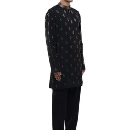 SDS By Kushal Shah Geometric Embroidered Mandarin Collar Cotton Straight Kurta & Trousers-image-41