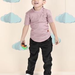 Polka Tots Boys Band Collar Short Sleeves Straight Kurta-24