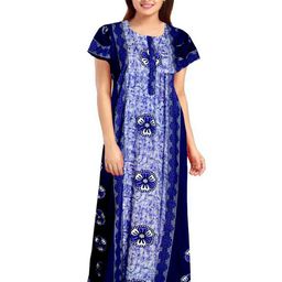 AAKARSHANA CREATION Blue Pure Cotton Maxi Printed Nightdress-image-57