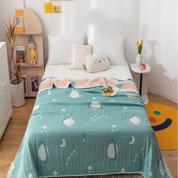 JC HOME Green & White Geometric AC Room 400 GSM Double Bed Blanket-image-14