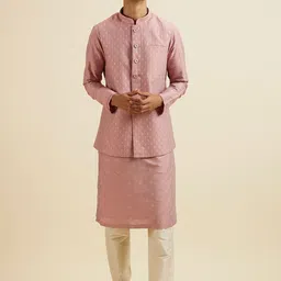 Manyavar Men Embroidered Regular Kurta and Pyjamas with Jacket-image-75