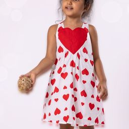 Tura Turi Girls Conversational Printed Cotton A-Line Knee Length Dress-image-55