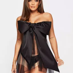 VAGHBHATT Women Net Strapless Baby Doll-image-30