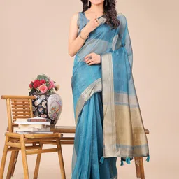 DIVASTRI Striped Zari Organza Saree-image-97