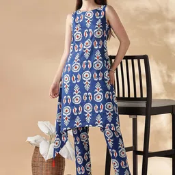Anouk Ethnic Motif Printed Boat Neck Pure Cotton Tunic With Trouser-28