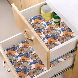 Kuber Industries Orange & Blue 3 Pieces Printed Water Resistant Shelf Liner Organisers-image-51